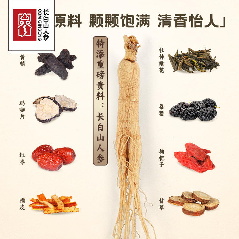 Ginseng, Polygonatum, and Eucommia Male Flower Tea